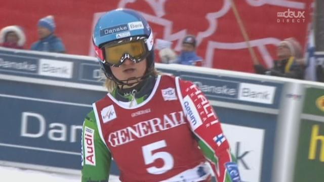 Slalom Dames. 1re manche: le parcours de Tanja Poutiainen (FIN), meilleur chrono
