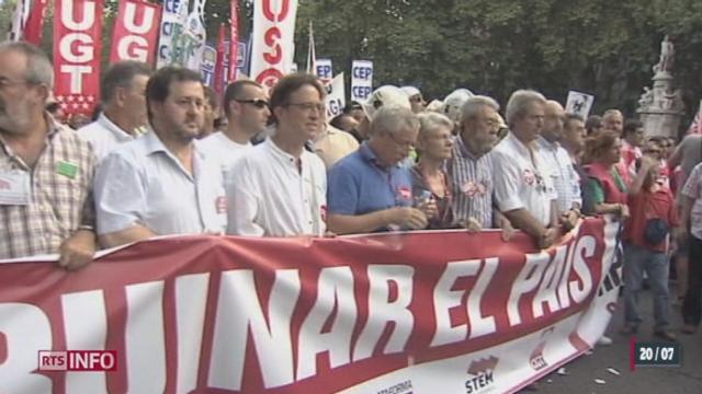 Espagne: des centaines de milliers d'Espagnols ont manifesté jeudi contre la politique d'austérité du gouvernement