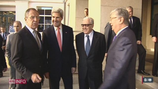 John Kerry, Sergueï Lavrov et Lakhdar Brahimi se sont rencontrés au Palais des Nations à Genève