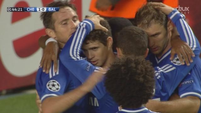 1re journée. Gr. E. Chelsea - FC Bâle (1-0). 45e minute: Oscar ouvre le score pour les Londoniens