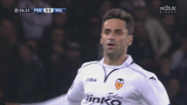 1/8 retour PSG - Valencia.  54e minute: Jonas permet à Valencia d'ouvrir le score (0-1)