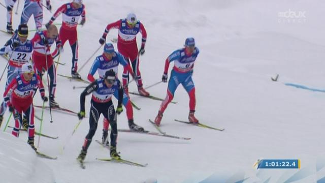Skiathlon hommes: L'effort de Dario Cologna pour rattraper le norvégien Martin Johnsrud Sundby