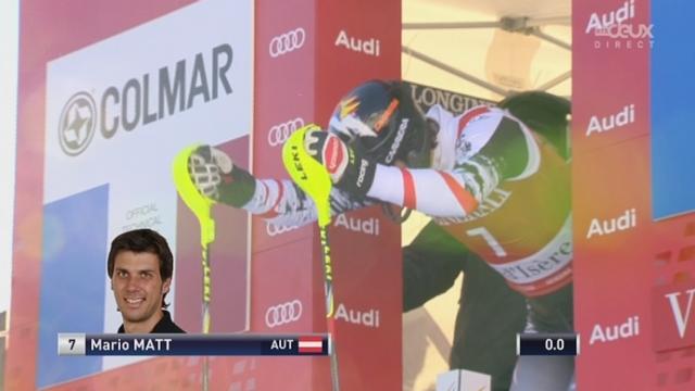 Slalom messieurs, 1ère manche: Mario Matt (AUT) obtient le meilleur temps à la première manche