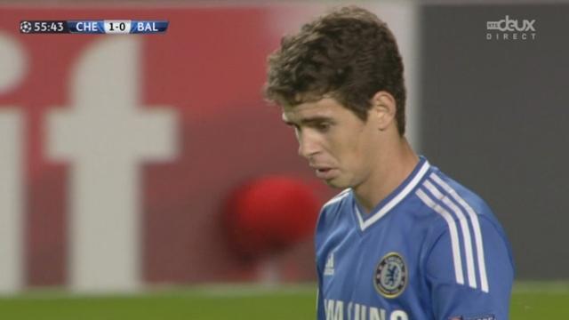 1re journée. Gr. E. Chelsea - FC Bâle. 56e minute: Oscar pourrait marquer son 2e but. C'est la transversale