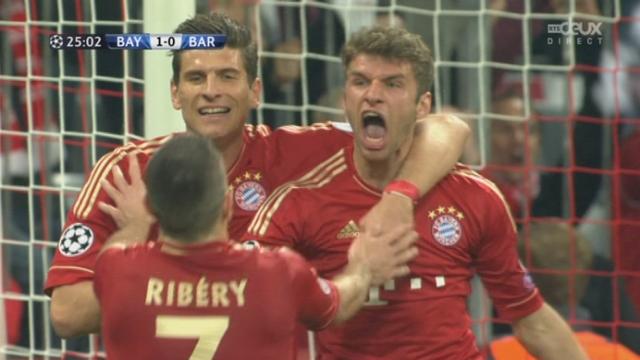 1-2-finale (aller): Bayern Munich - FC Barcelone (1-0). Les allemands ouvrent le score par Thomas Müller
