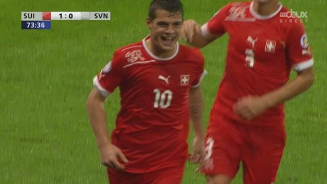 Gr. E. Suisse - Islande (1-0). 74e minute: cette fois, l'excellent portier Handanovic (Inter Milan) est battu par Granit Xhaka