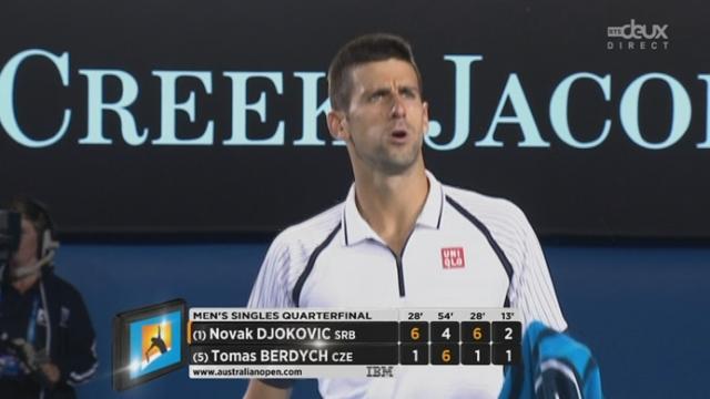 ¼ de finale Berdych-Djokovic (1-6, 6-4, 6-1, 2-1): nouveau break rapide de Nole