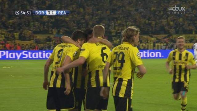 1-2-finale (aller). Borussia Dortmund - Real Madrid (3-1). 55e minute: Lewandowski marque son 3e but de la soirée!