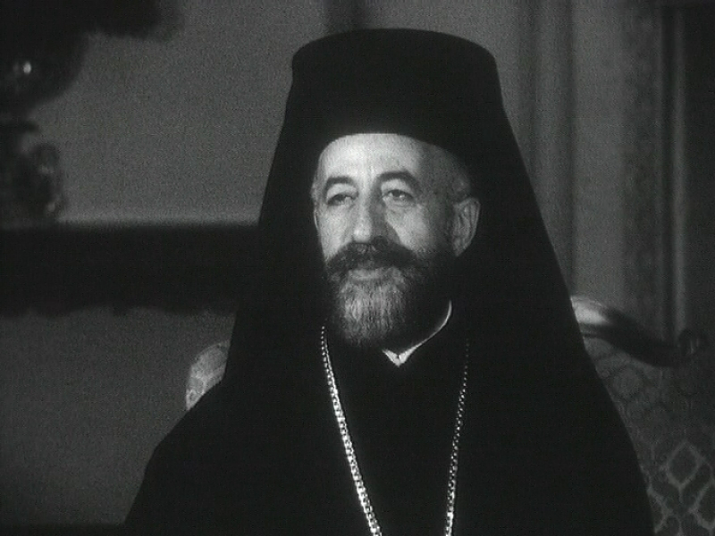 Makarios III, archevêque orthodoxe de Chypre, en 1964. [RTS]