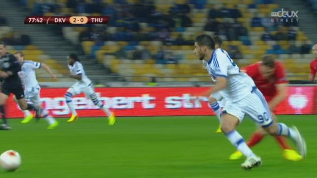 Dynamo Kiev - FC Thoune (3-0). 78e minute: encore la naïveté des Oberlandais, qui ratent un coup franc et se font prendre en contre et c'est 3-0