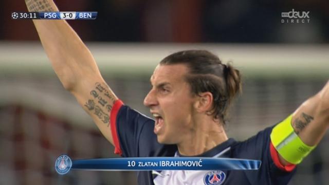Gr. C (2e journée). Paris St-Germain - Benfica Lisbonne (2-0). 30e minute: deuxième but de Zlatan Ibrahimovic, de la tête, cette fois