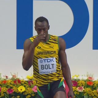Moscou. 100 m (séries): Usain Bolt (JAM) remporter sa série