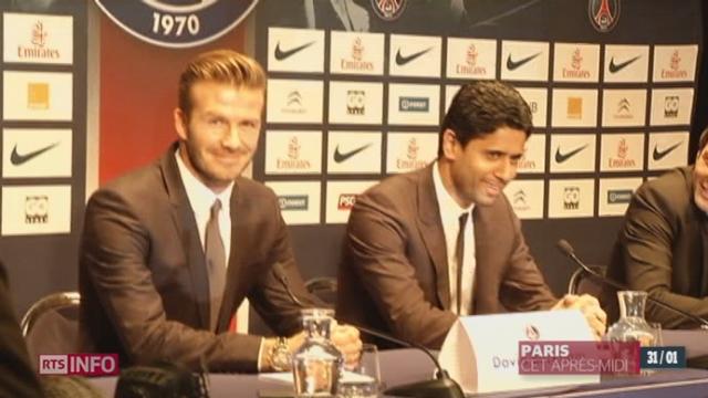 David Beckham, star planétaire du football, signe au Paris Saint-Germain