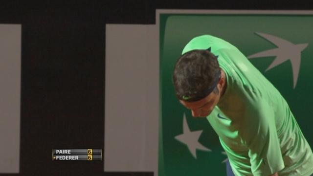 1-2,  Federer - Paire (7-6): Federer remporte un 1er set serré au tie-break
