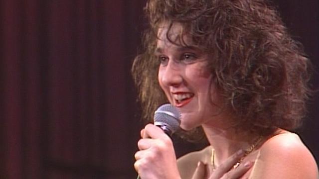Céline Dion à la finale suisse de l'Eurovision en 1988. [RTS]
