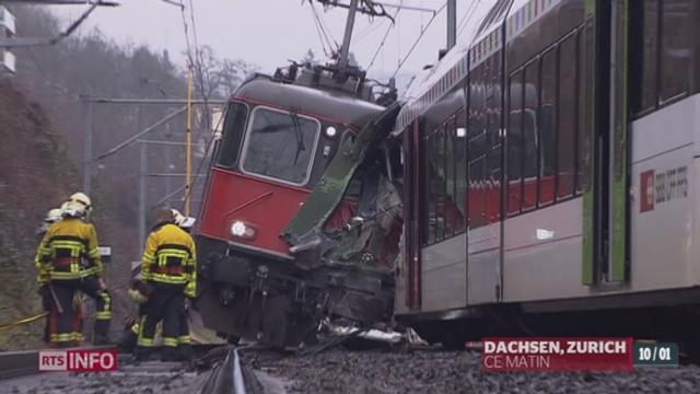 Deux trains régionaux sont entrés en collision, jeudi matin, à Neuhausen, dans le canton de Schaffhouse