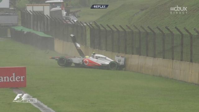 Q2. Sortie de piste pour Sergio Perez (McLaren). Nico Hülkenberg (Sauber) 10e. Kovalainen éliminé