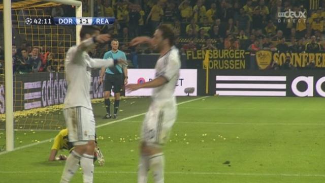1-2-finale (aller). Borussia Dortmund - Real Madrid (1-1). 43e minute: l'égalisation de Cristiano Ronaldo survient sur un corner fulgurant après une attaque de Dortmund