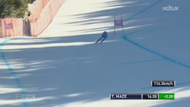 Ski alpin: la Slovène Tina Maze remporte la descente de Garmisch et totalise un record de 2024 points au classement général de la Coupe du monde. Lara Gut est 4ème.