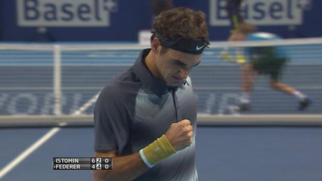 Denis Istomin (UZB) - Roger Federer (6-4 2-3). Le Bâlois va réussir le break pour mener 2-4!