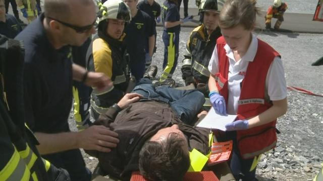 Exercice de sauvetage au tunnel du Loetschberg