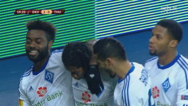 (3e j) Dynamo Kiev - FC Thoune (2-0). 60e minute: cela se complique pour les Suisses. Mbokani inscrit un nouveau but pour les Ukrainiens