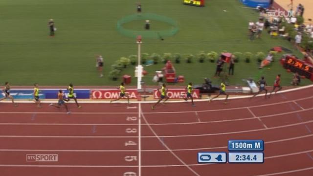 1500 m messieurs: Asbel Kiprop (KEN), le grand favori, est battu par Kiplagat en 3'27''84!