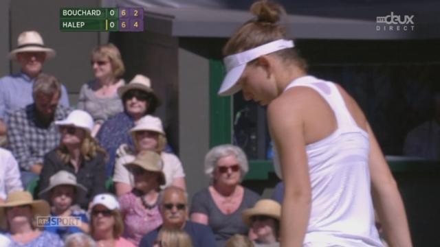Tennis. Wimbledon. 2e demi-finale: Simona Halep (ROU-3) -  Eugénie Bouchard (CAN-13).  La 1re manche se joue au tie-break