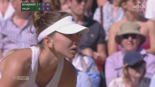 Tennis. Wimbledon. 2e demi-finale: Simona Halep (ROU-3) -  Eugénie Bouchard (CAN-13).  La 6e balle de match sera la bonne. La Canadienne s'impose 7-6 6-2