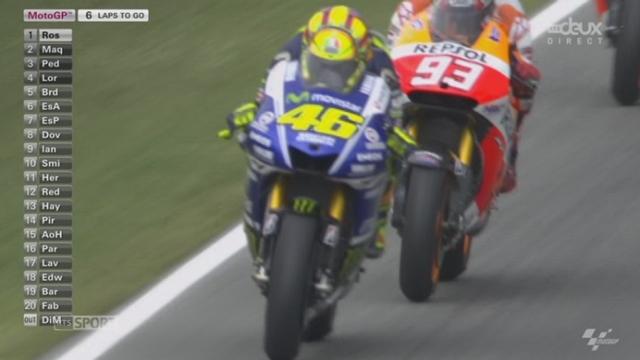 Moto GP: après avoir mené durant toute la course, Rossi se fait dépasser par Marquez à 5 tours de l'arrivée