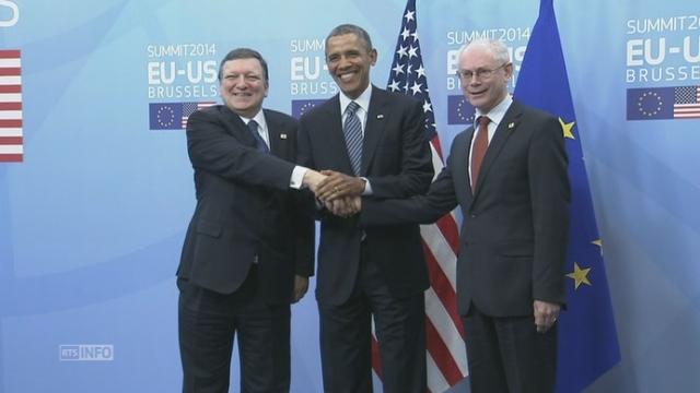Poignée de mains avant le sommet UE-USA