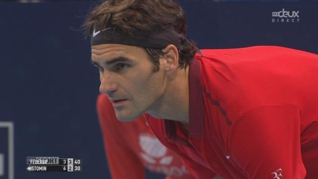 ⅛, Roger Federer (1-SUI) - Denis Istomin (RUS) (3-6 4-2). Le Susise fait le break dans la 2e manche