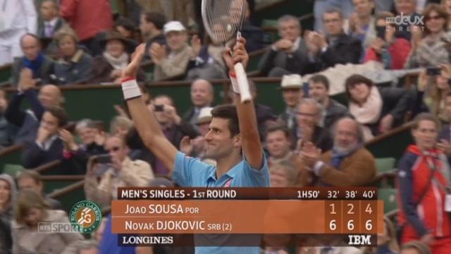 1e tour messieurs Djokovic-Sousa (6-1, 6-2, 6-4): Djokovic l'emporte en moins de 2h malgré la pluie