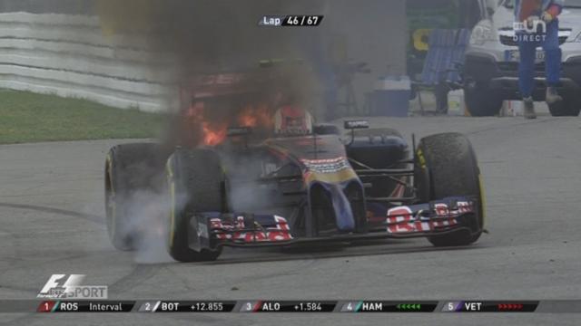 46e tour: la voiture de Kvyat en feu!