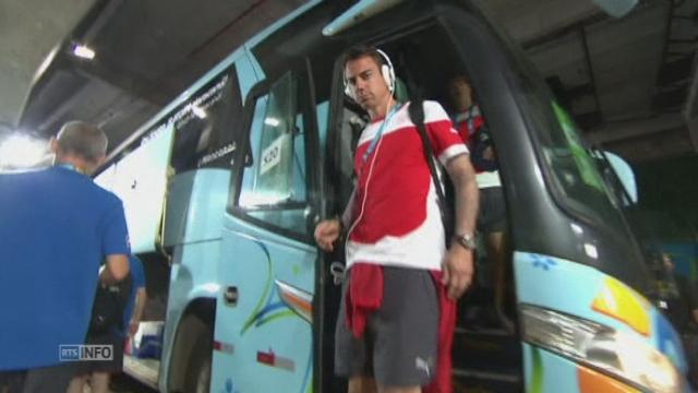 Arrivee de l equipe de Suisse a Salvador pour son match contre la France