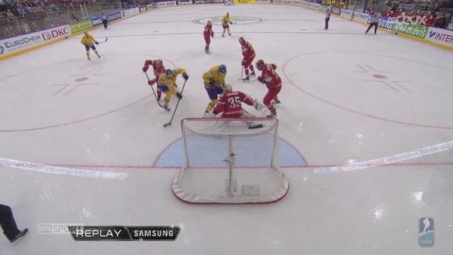 1-4 de finale, Suède - Belarus (1-0): les Suédois ouvrent le score en supériorité numérique par Danielsson