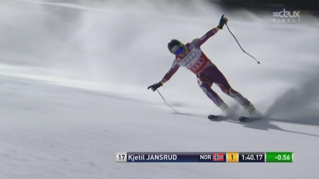 Descente Messieurs: Kjetil Jansrud (NOR) prend la première place du podium en 1:40.17
