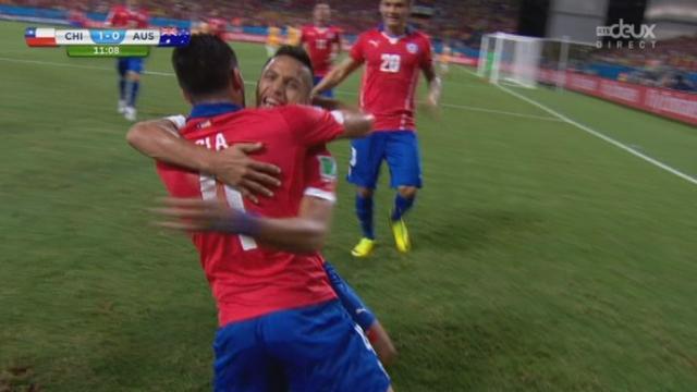 Groupe B, CHI-AUS (2-0): le Chili inscrit deux buts consécutivement par Alexis Sanchez et Valvidia