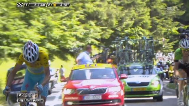 13e étape, St-Etienne-Chamrousse: à 6,6 km du but, c'est le maillot jaune Nibali qui prend l'initiative