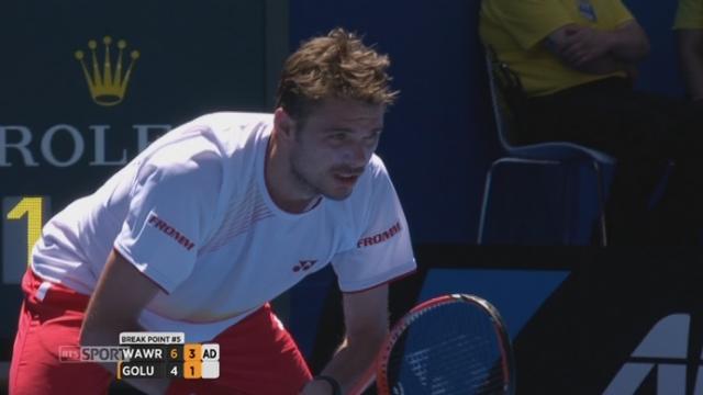 Wawrinka - Golubev : balle de 2ème manche (4-1) et abandon de Golubev