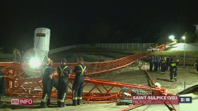 VD: à Saint-Sulpice, une grue s'est effondrée sur le chantier d'une école