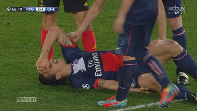 ¼ (aller), Paris Saint Germain - Chelsea (2-1): Ibrahimovic s’effondre sur le terrain victime d’un claquage il ne reviendra pas pour la fin du match