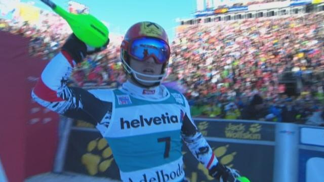 Slalom messieurs, 2ème manche: Marcel Hisrscher confirme sa superiorité et remporte cette épreuve