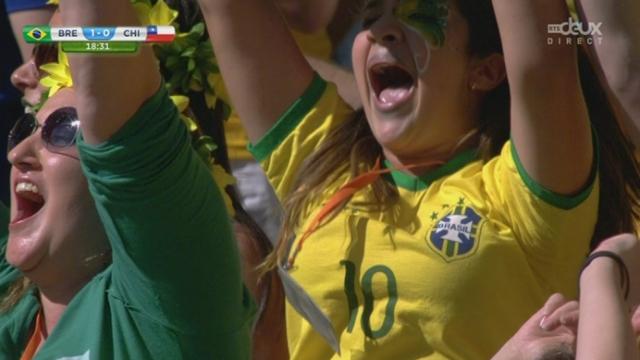 1-8, BRA-CHI (1-0): David Luiz ouvre le score pour le Brésil en reprenant un corner de Neymar