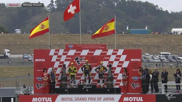 Moto 2: quel beau podium avec Thomas Lüthi sur la plus haute marche