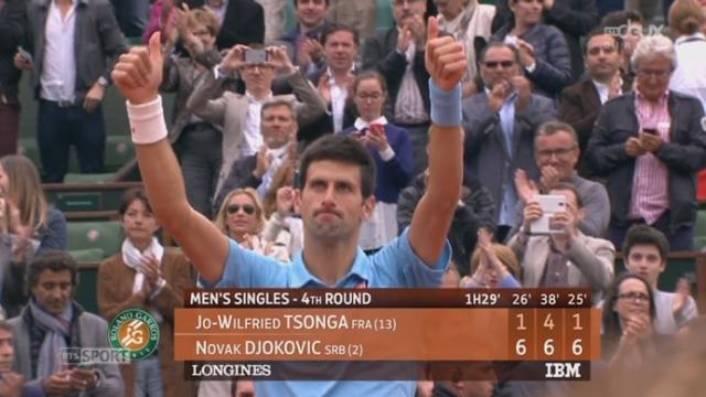 4e tour messieurs, Jo-Wilfried Tsonga - Novak Djokovic (1-6, 3-6, 1-6): exceptionnelle démonstration de Novak Djokovic qui se qualifie sans problème pour les quarts de finale