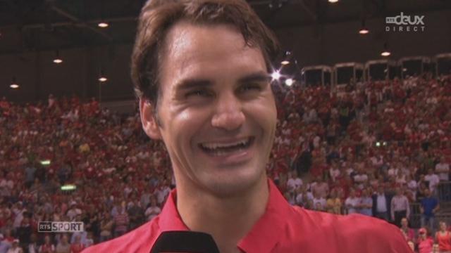 SUI-Italie (3-0): Federer - Fognini (6-2 6-3 7-6 (7-4). Roger Federer et Wawrinka à l'interview