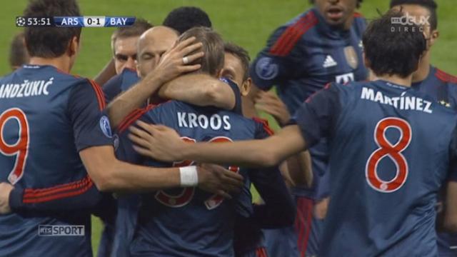 ⅛ de finale (aller): Arsenal - Bayern Munich (0-1). 54e minute: Kroos ouvre le score pour les allemands