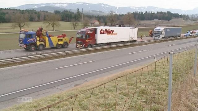 Collision de deux camions en direction de Fribourg