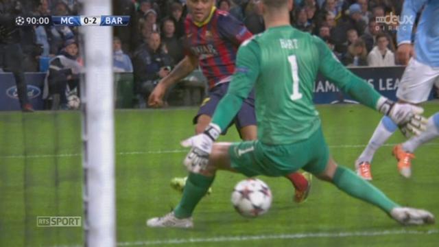 ⅛ de finale (aller). Manchester City - Barcelone (0-2). 90e minute: cette fois-ci, Dani Alves ne manque pas la cible!